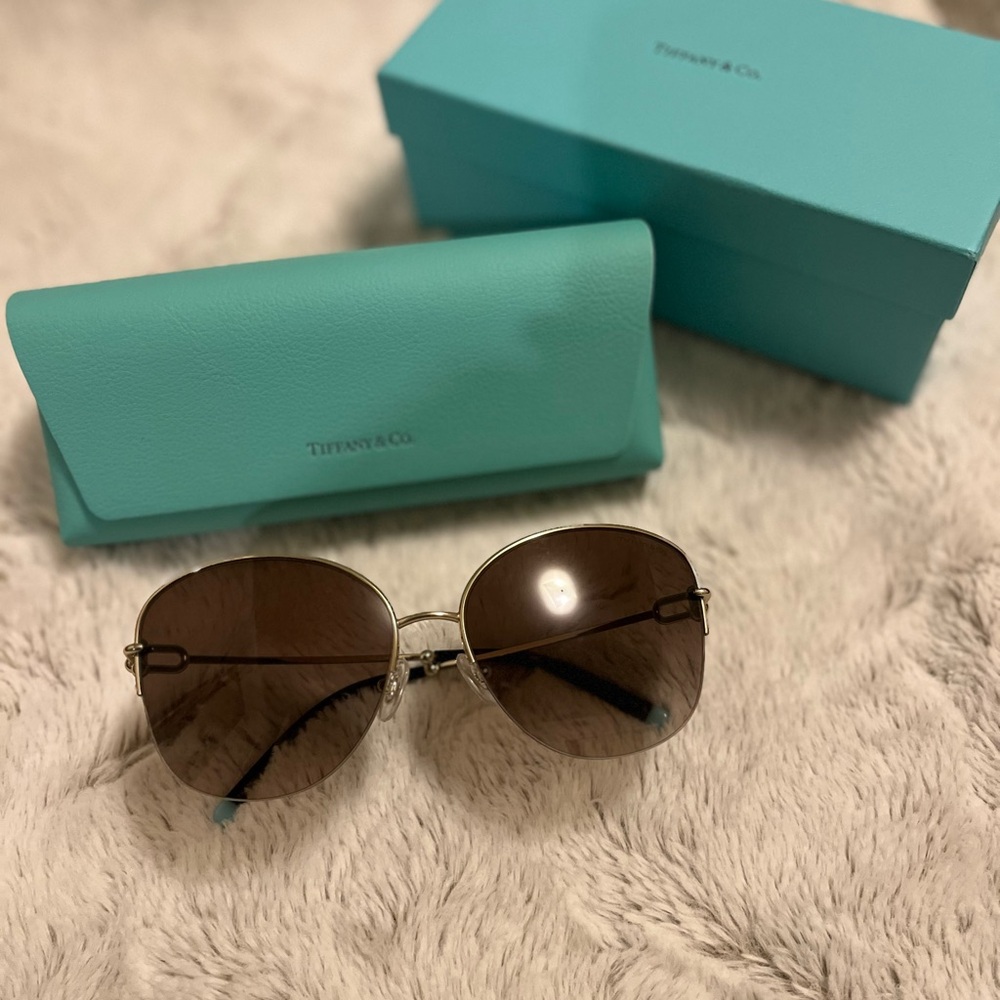 Tiffany & Co. Silver and Brown Sunglasses